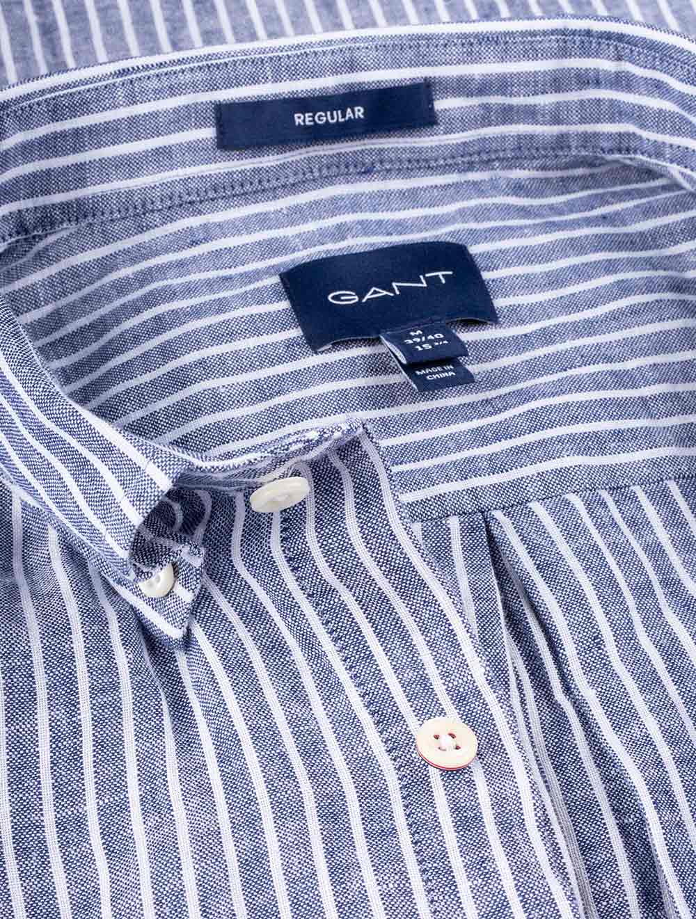 Gant Stripe Linen Button-down Persian Blue AI4