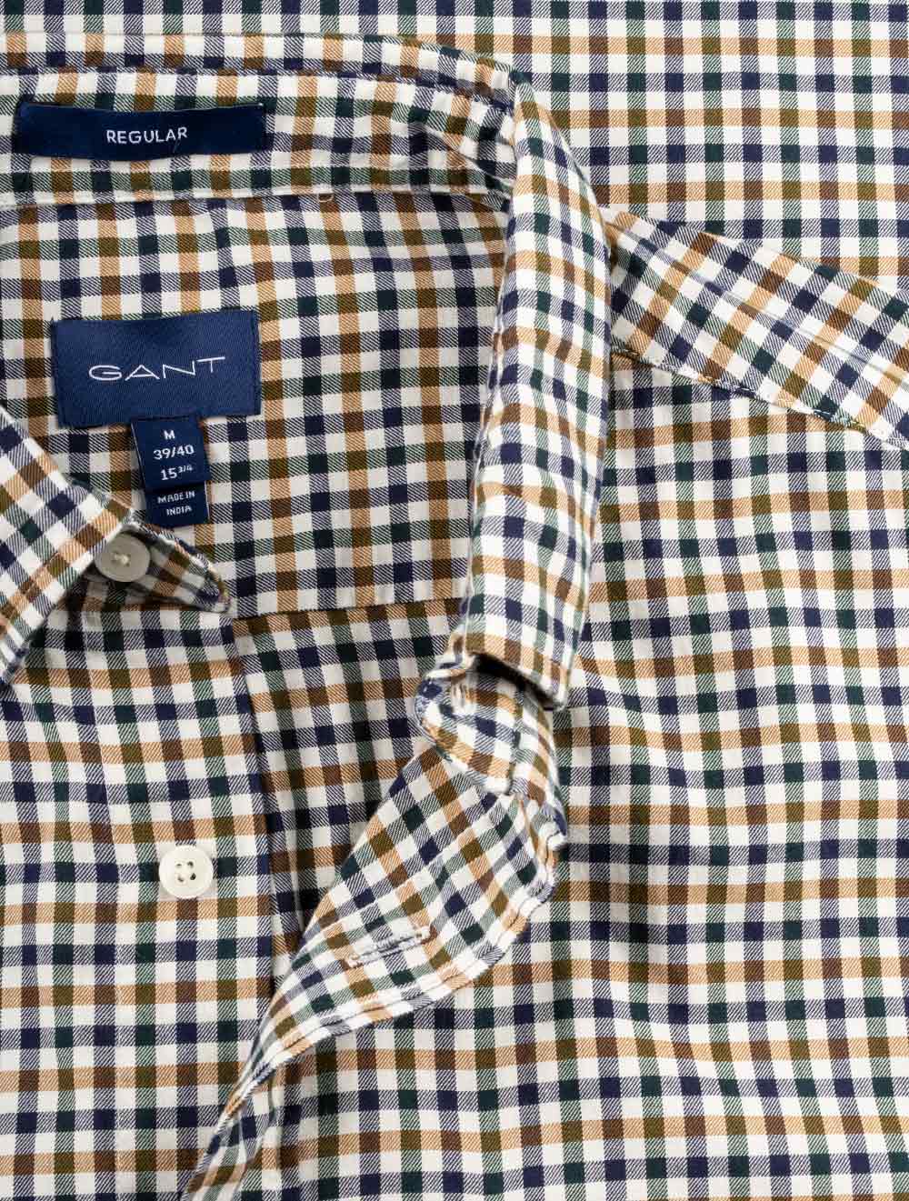 Gant Regular Fit Gingham Twill Shirt Eggshell AI3