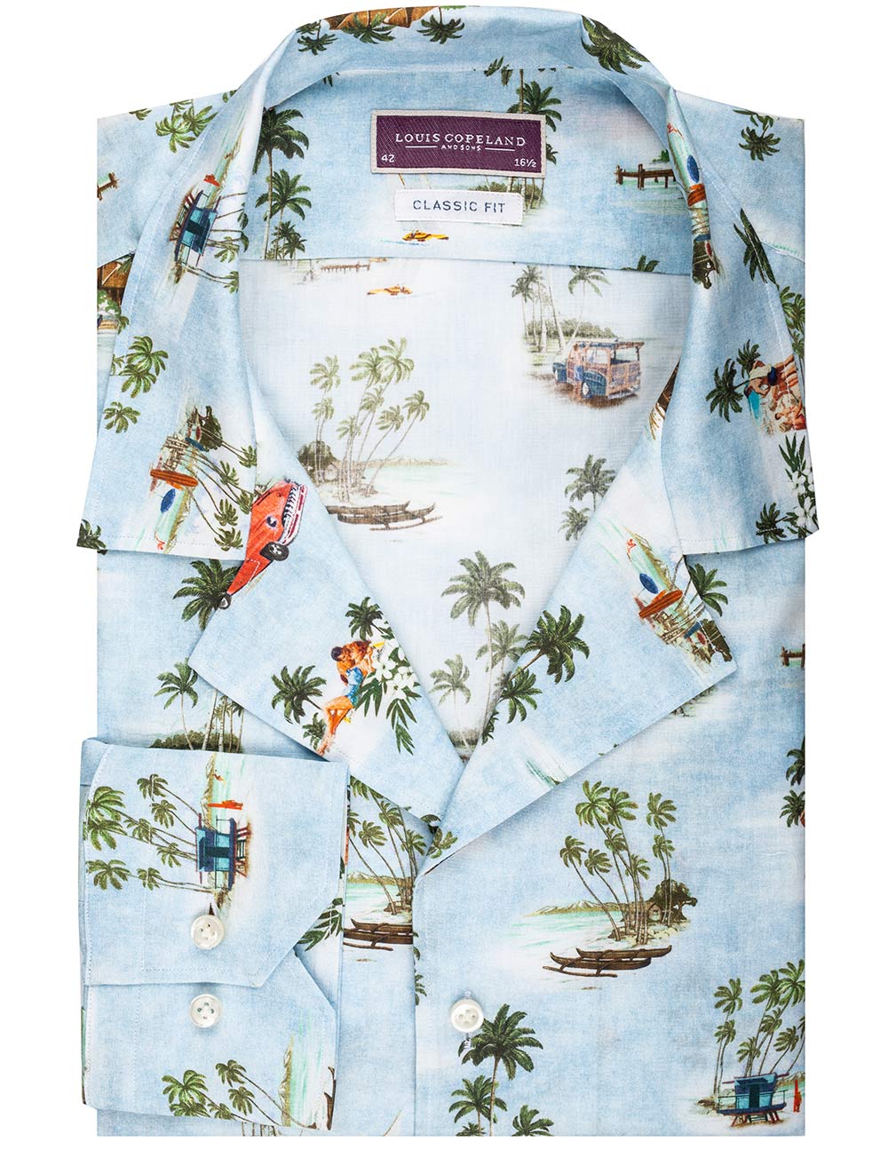 Louis Copeland Blue Havana Print Shirt Blue/tailo MI