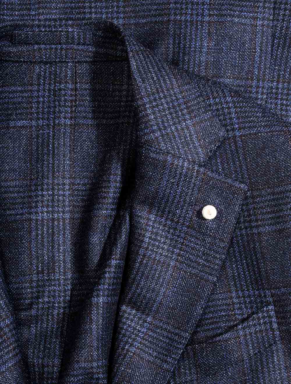 Lubiam Plaid Check Jacket Blue AI2