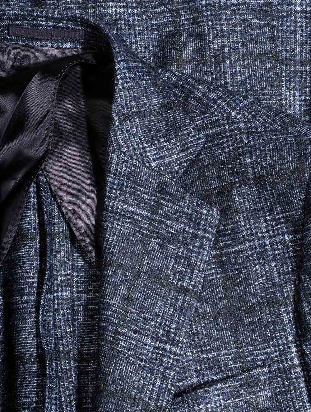 Louis Copeland Check Unstructured Jacket Blue AI2