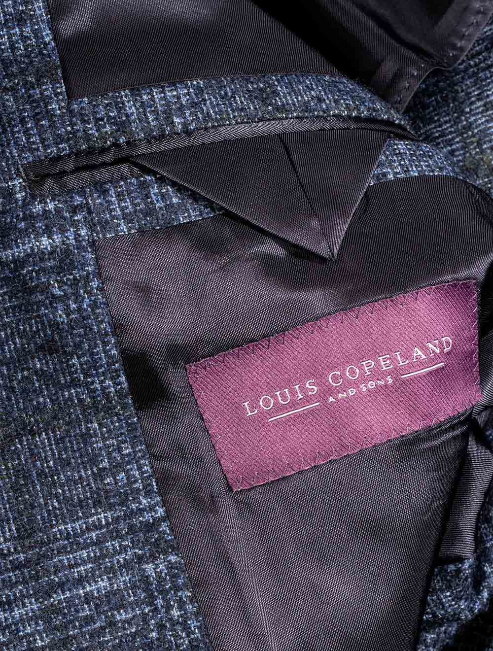 Louis Copeland Check Unstructured Jacket Blue AI4