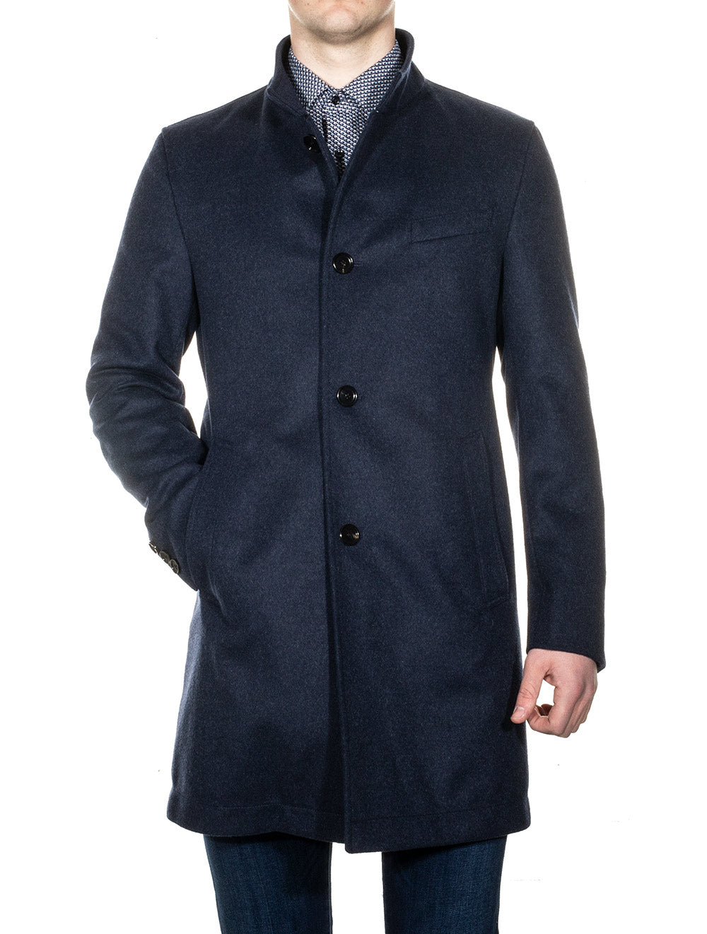 Hugo Boss Black Shanty1 Wool & Cashmere Coat Blue MI