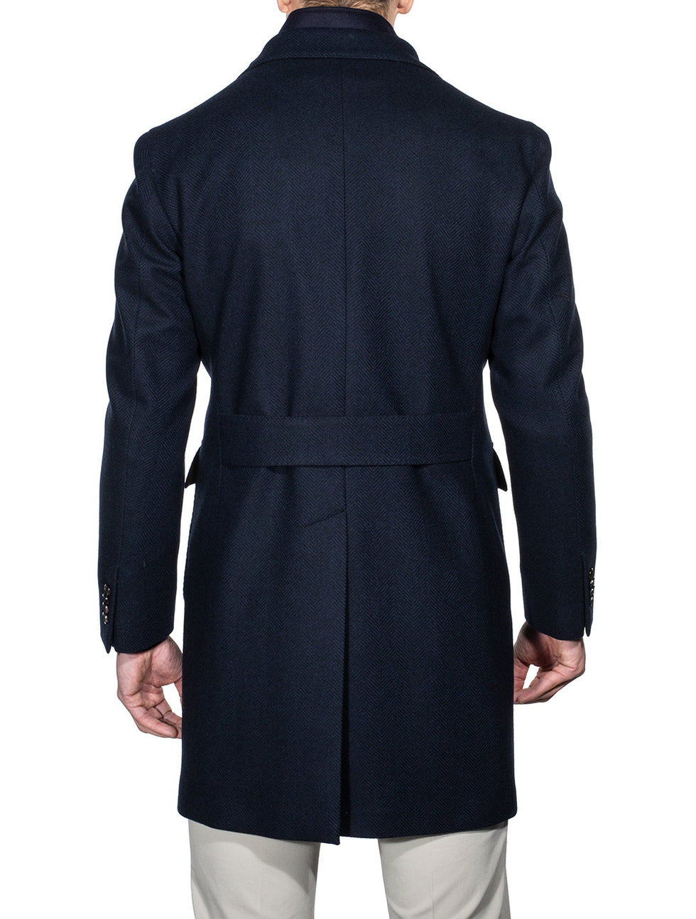 Lubiam Herringbone Overcoat With Insert Navy AI1