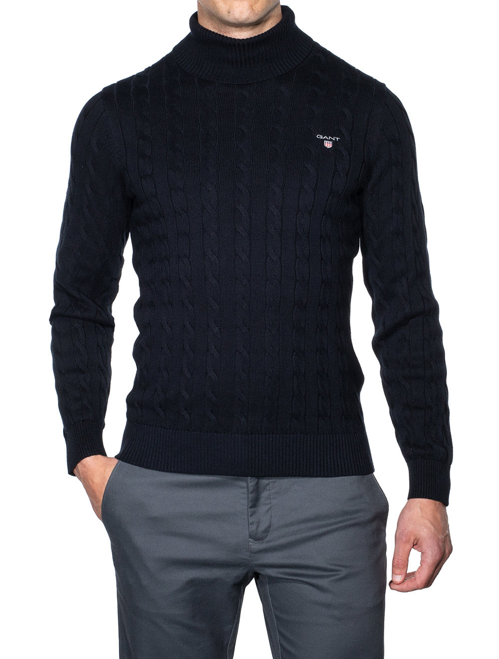 Gant Cotton Cable Turtleneck Evening Blue AI1