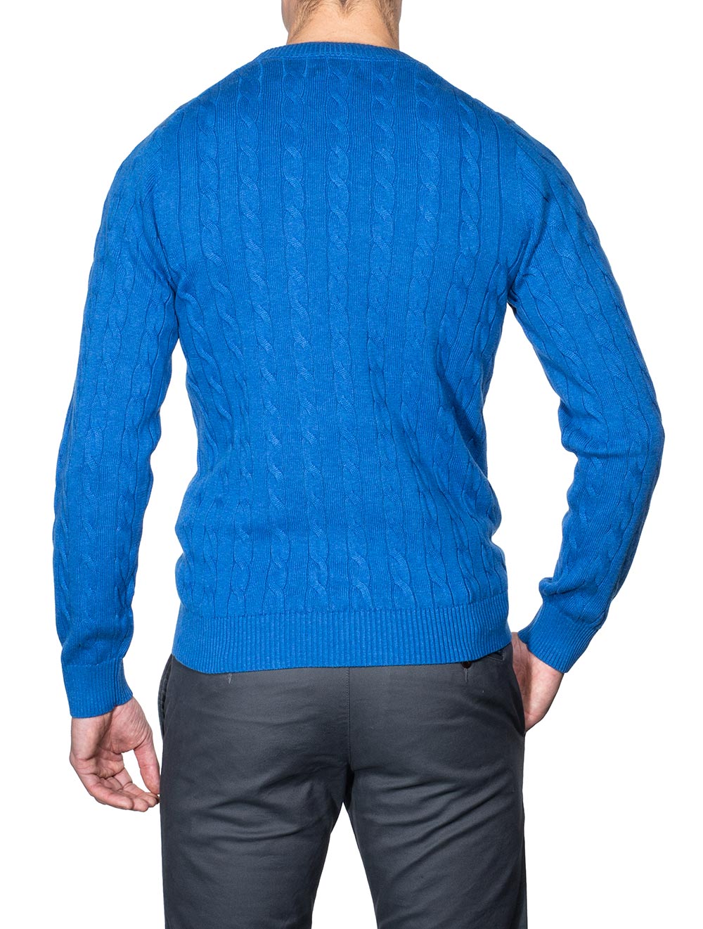 Gant Cotton Cable Crew Neck Jumper Strong Blue Melange AI1