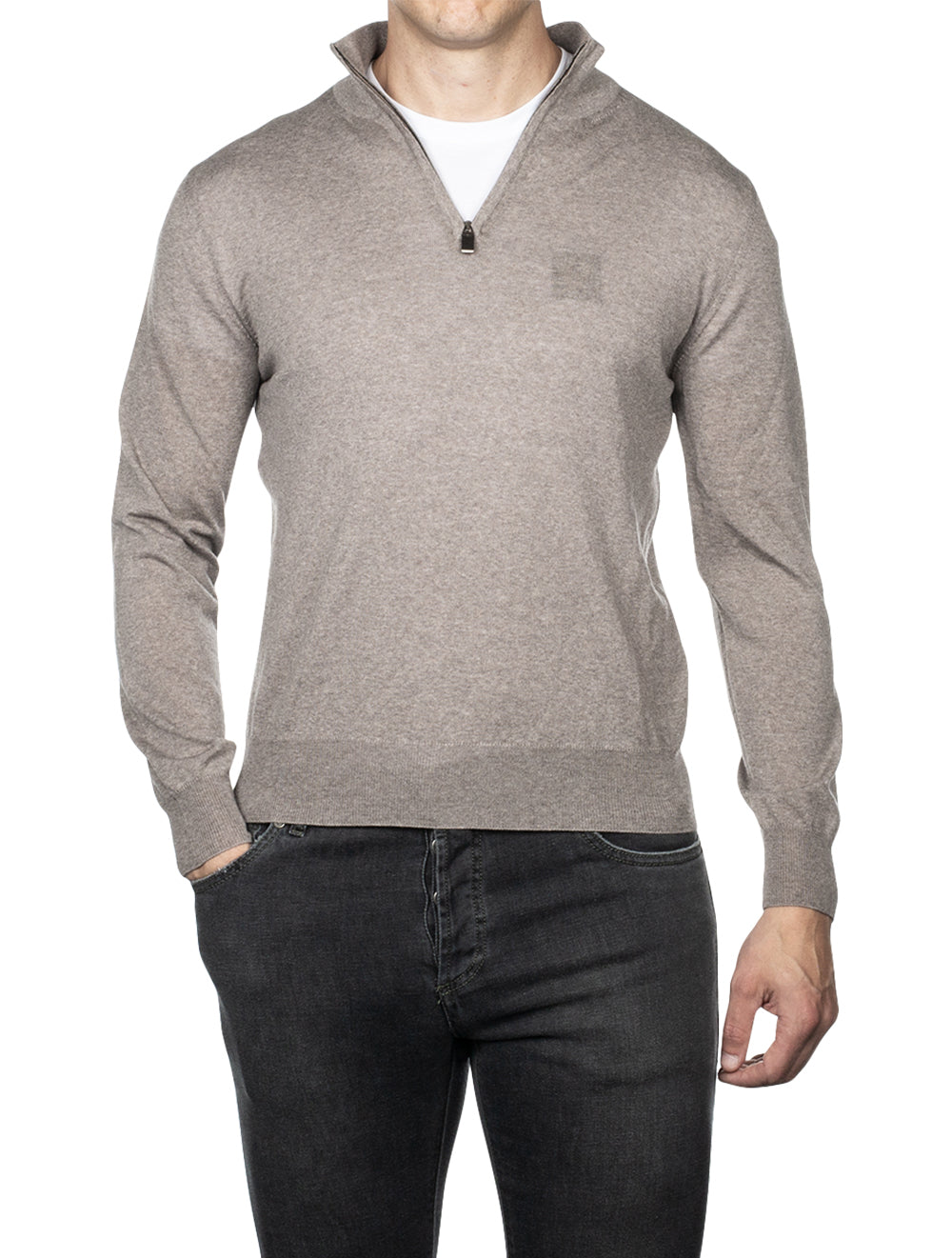 Canali Half Zip Mock Neck Beige AI1