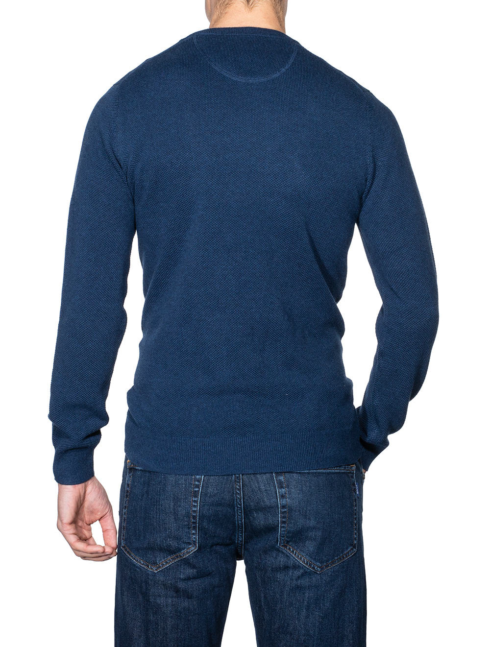 Gant Cotton Pique Crewneck Marine Melange AI2