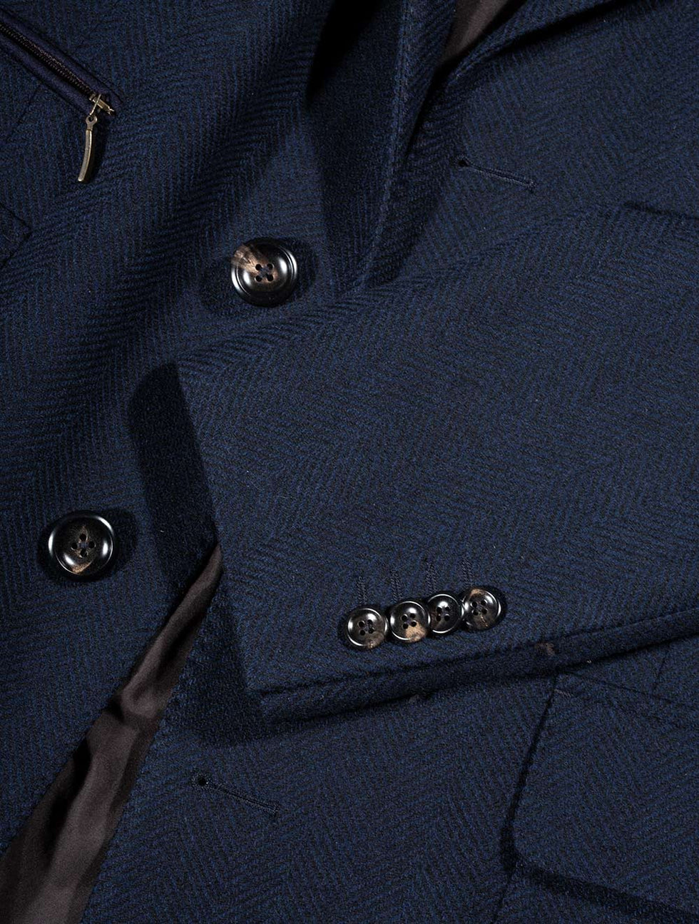 Lubiam Herringbone Overcoat With Insert Navy AI3