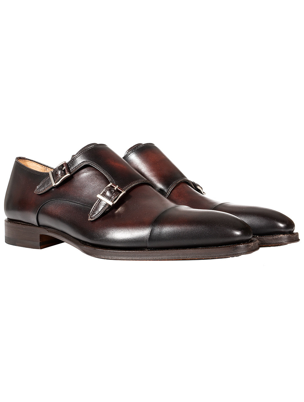 Magnanni Marron Double Monk Strap Shoes 