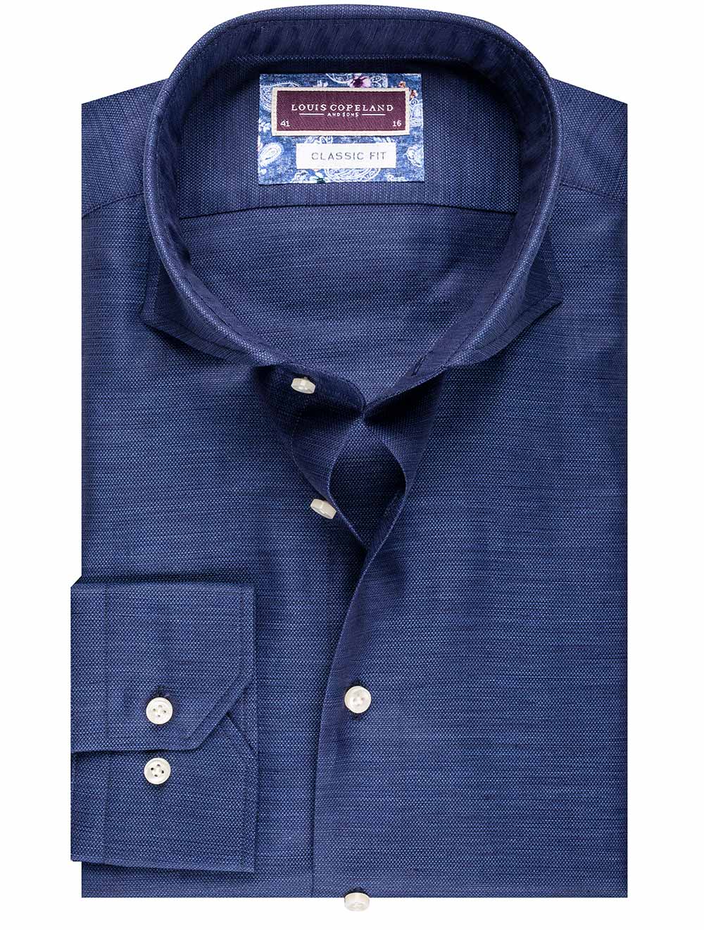 Louis Copeland Manchester Linen Cotton Mix Shirt Blue/tailo MI