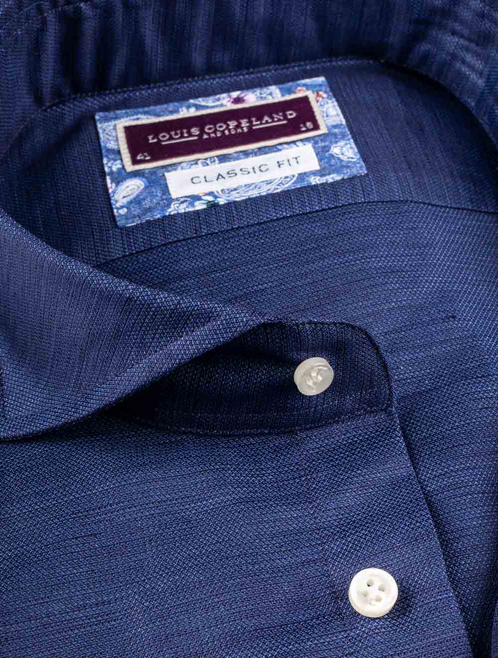 Louis Copeland Manchester Linen Cotton Mix Shirt Blue/tailo AI1