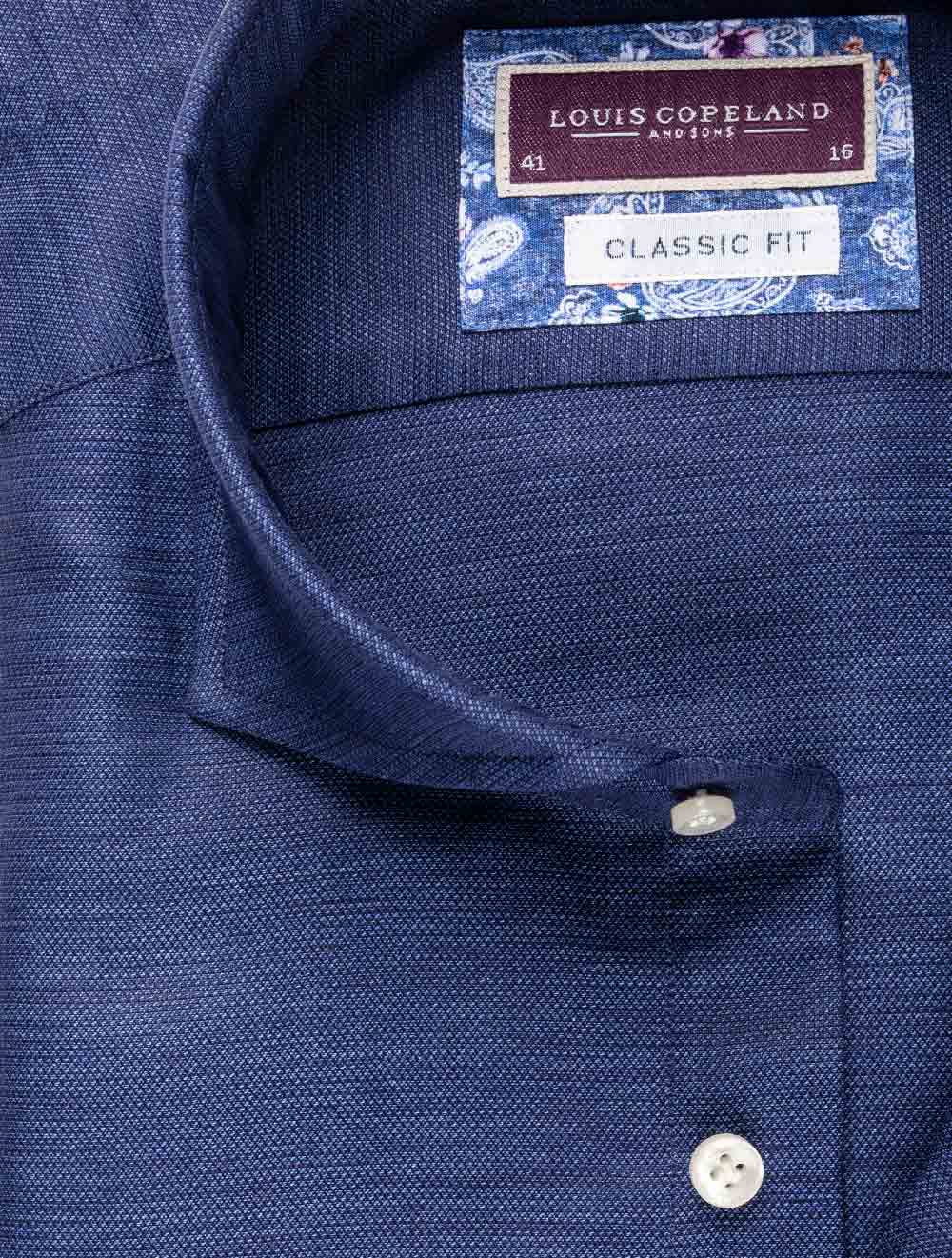 Louis Copeland Manchester Linen Cotton Mix Shirt Blue/tailo AI2