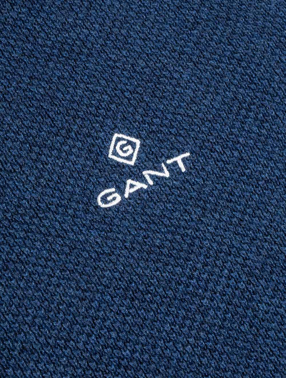 Gant Cotton Pique Crewneck Marine Melange AI4