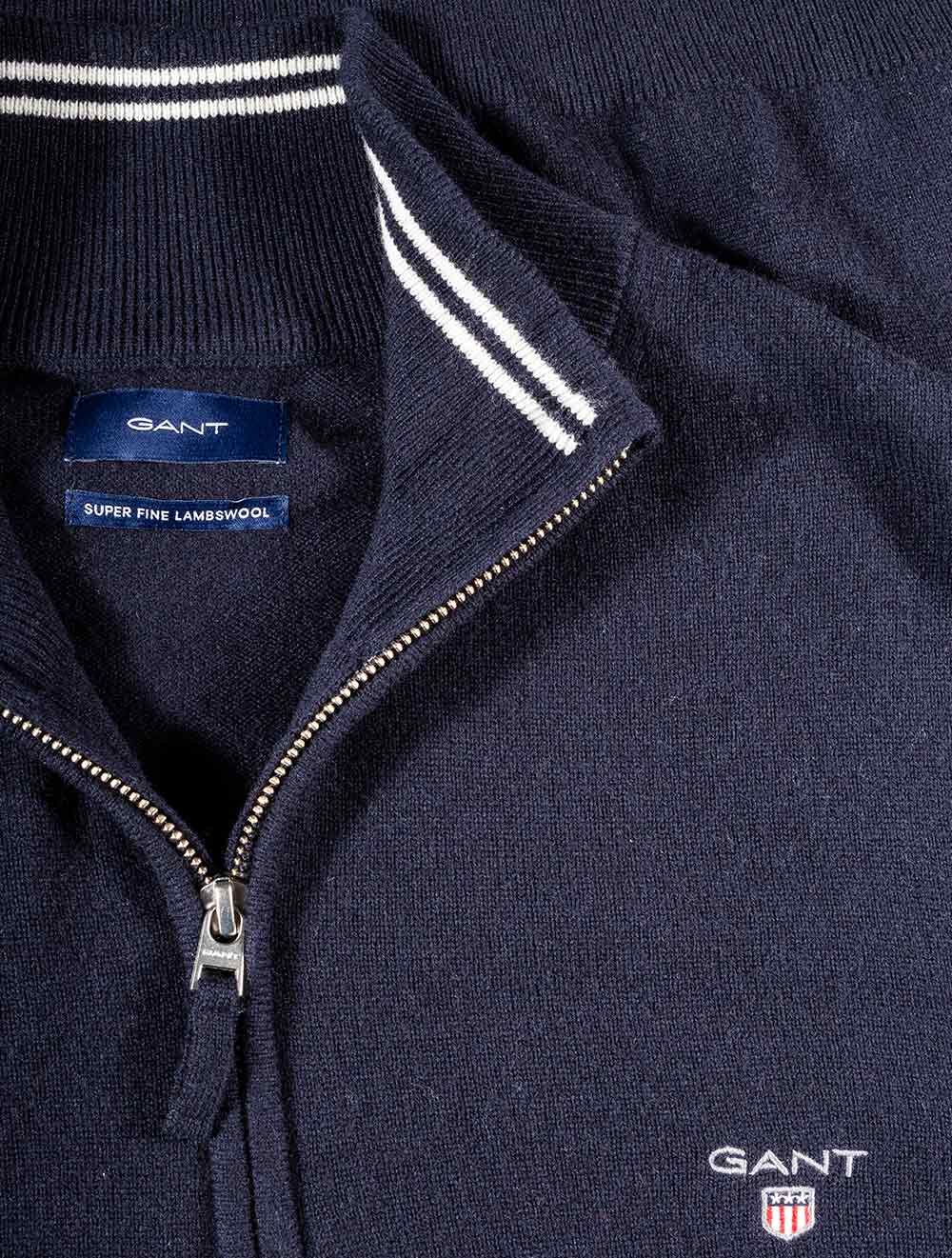 Gant Super Fine Lambswool Half-Zip Sweater Marine AI1