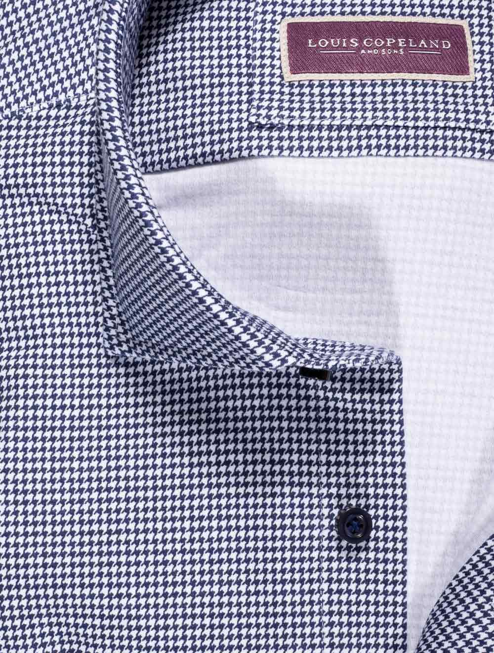 Louis Copeland Best Houndstooth Shirt Navy AI1