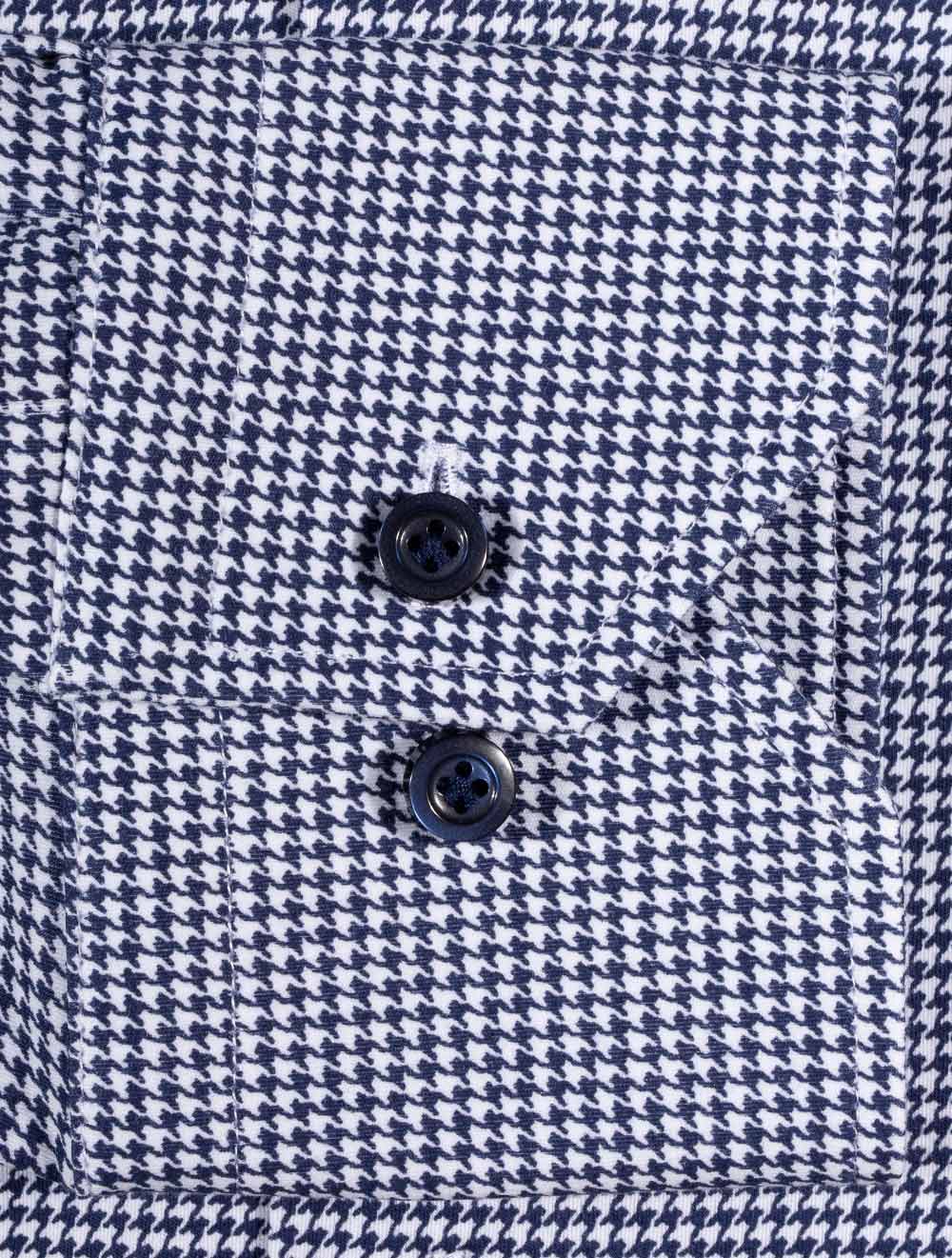 Louis Copeland Best Houndstooth Shirt Navy AI3