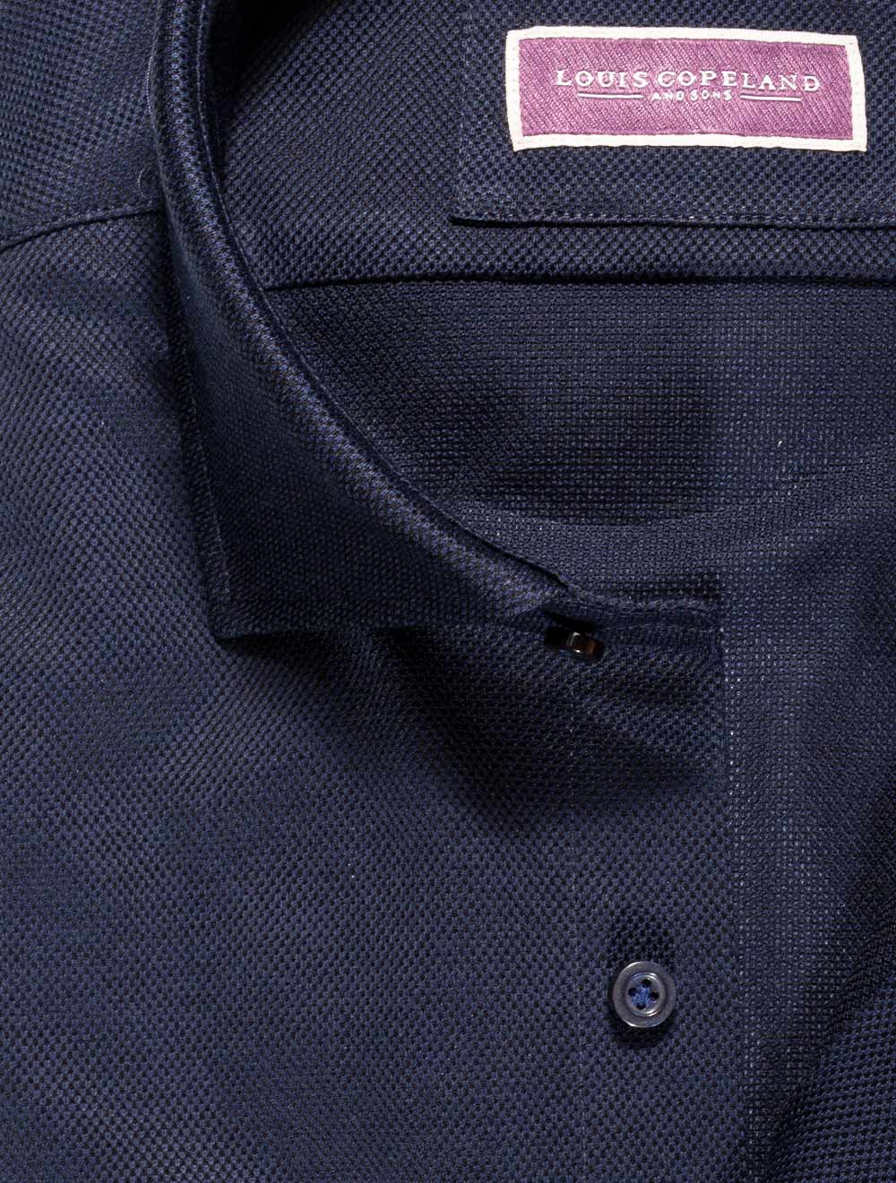 Louis Copeland Navy Weave Slim Fit Shirt Navy AI1