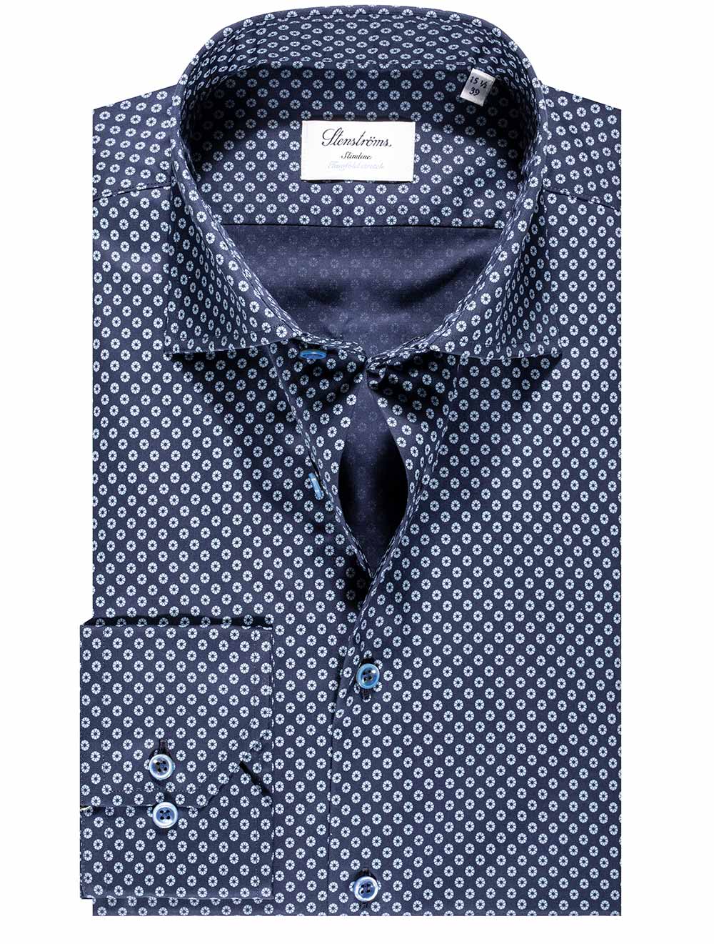 Stenstroms Pinwheel Slimline Shirt Navy MI