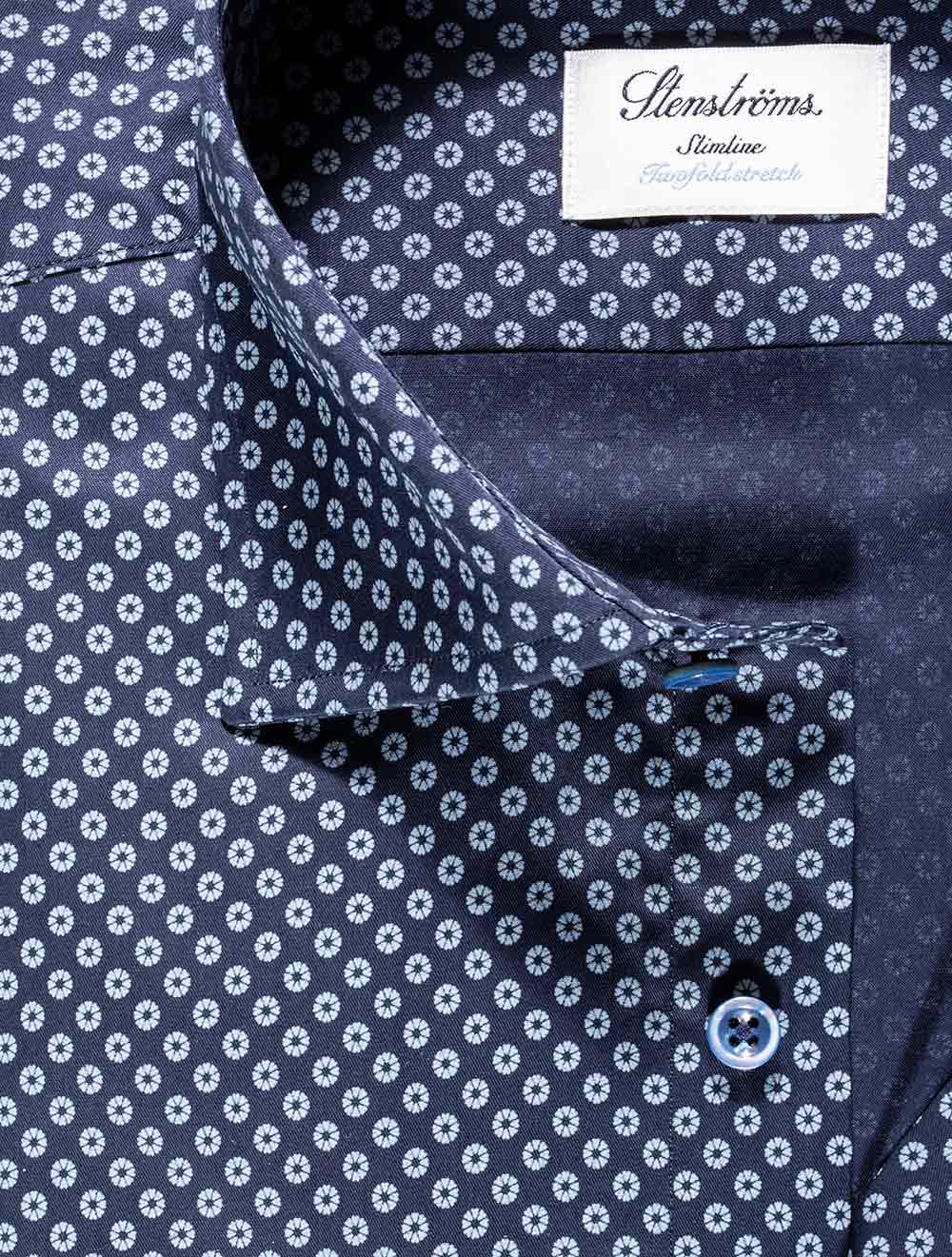 Stenstroms Pinwheel Slimline Shirt Navy AI2