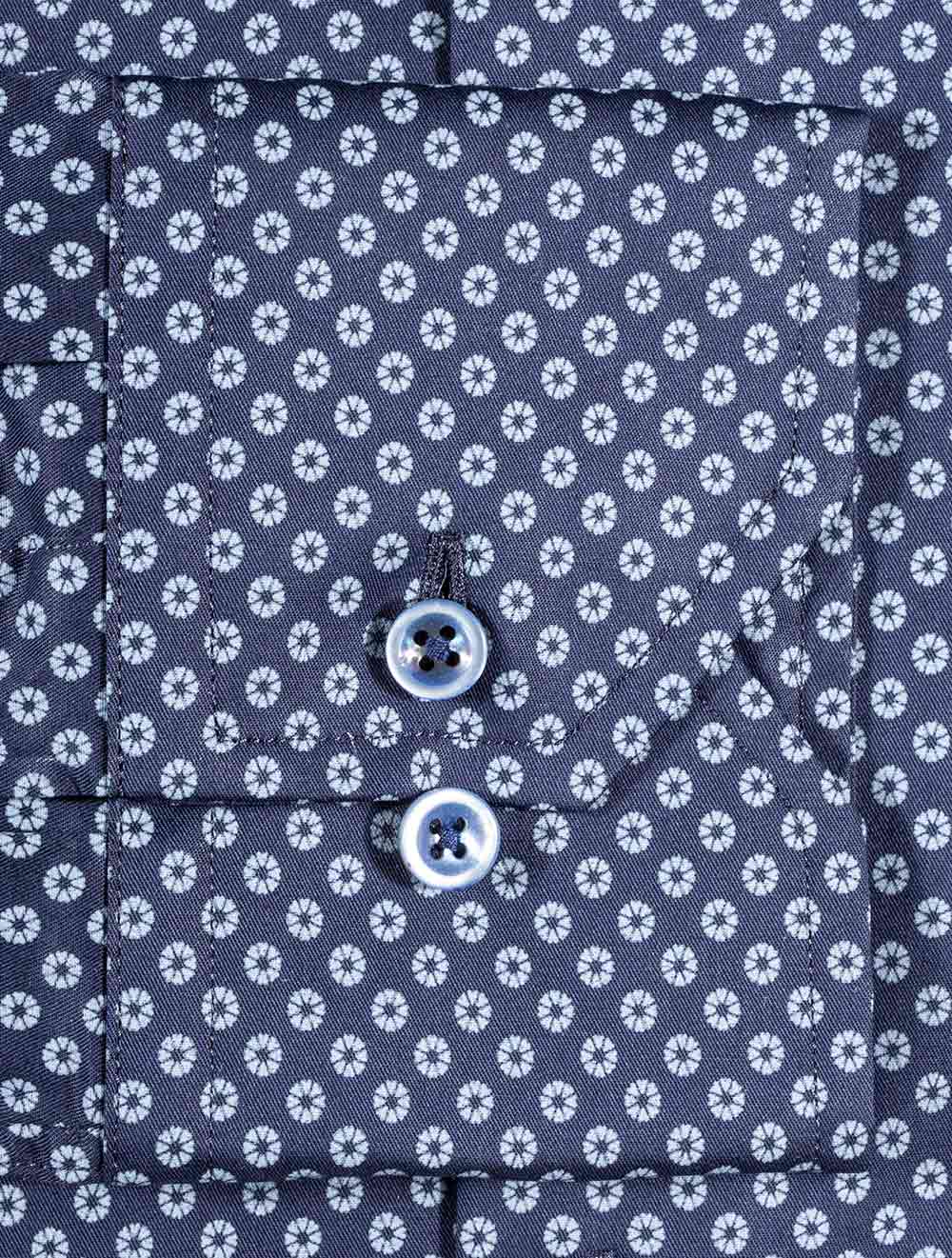 Stenstroms Pinwheel Slimline Shirt Navy AI3