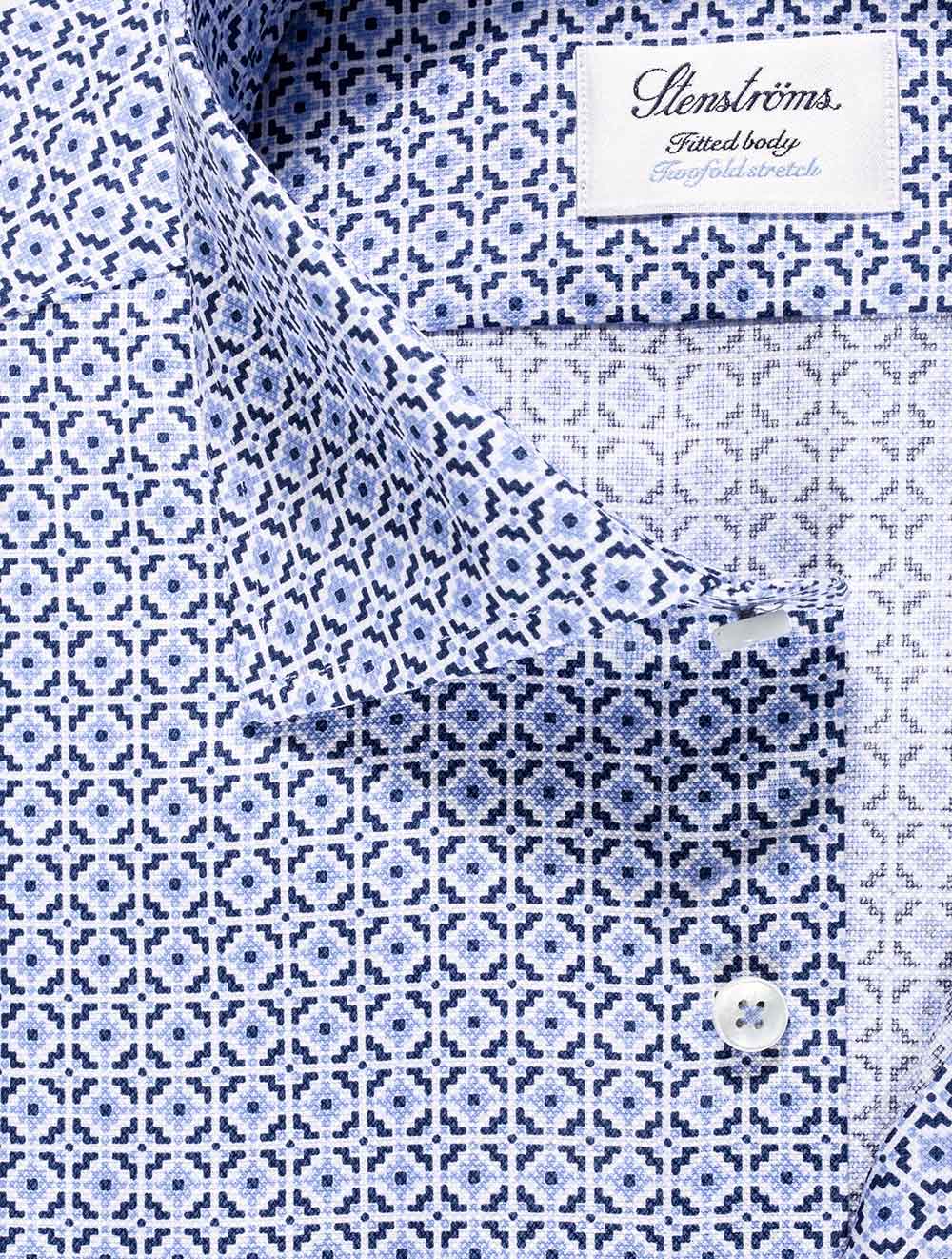 Stenstroms Tile Pattern Shirt Blue AI2