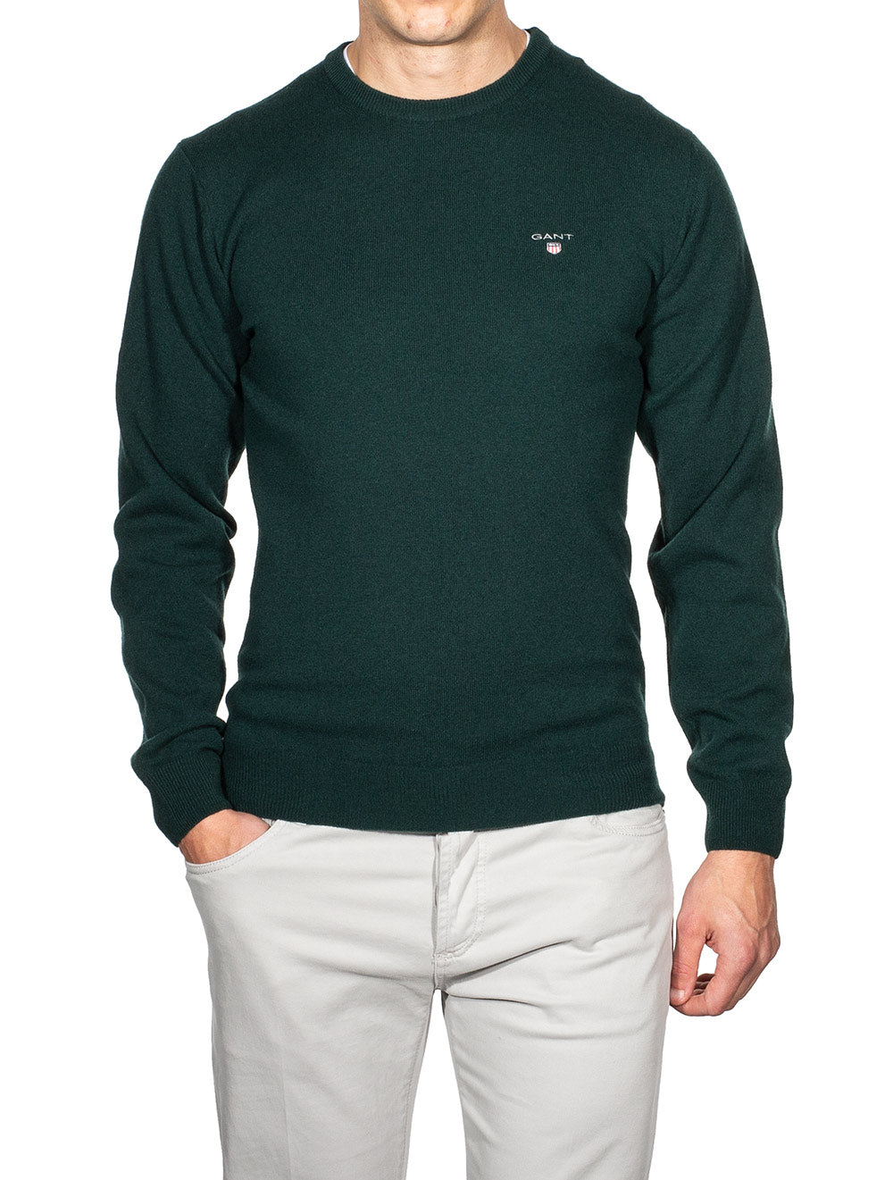 Gant Super Fine Lambswool Crew Neck Sweater Tartan Green AI1