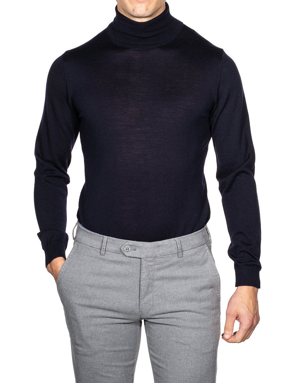 Louis Copeland Turtle Neck Jumper Navy MI