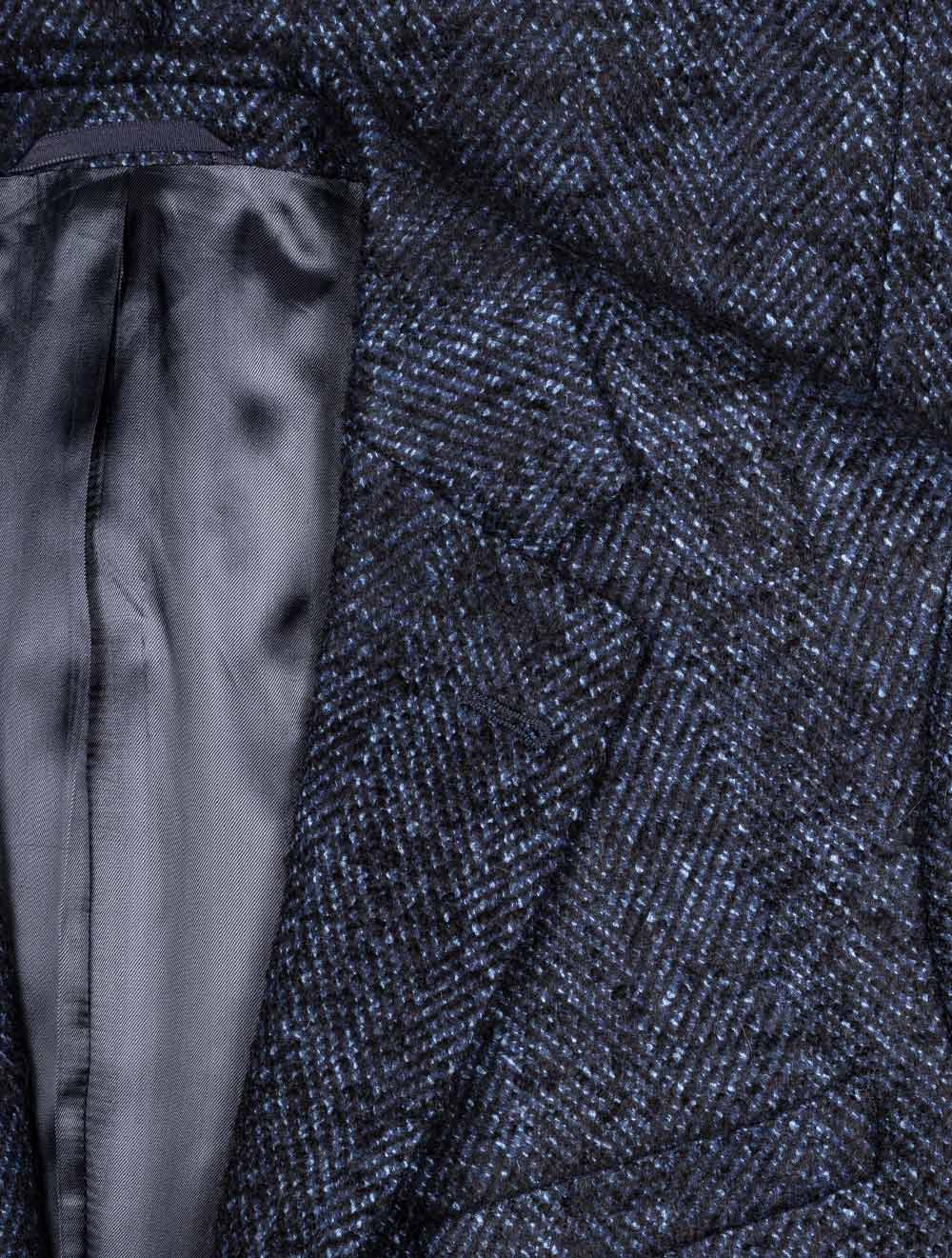 Louis Copeland Blue Herringbone Overcoat Blue AI3