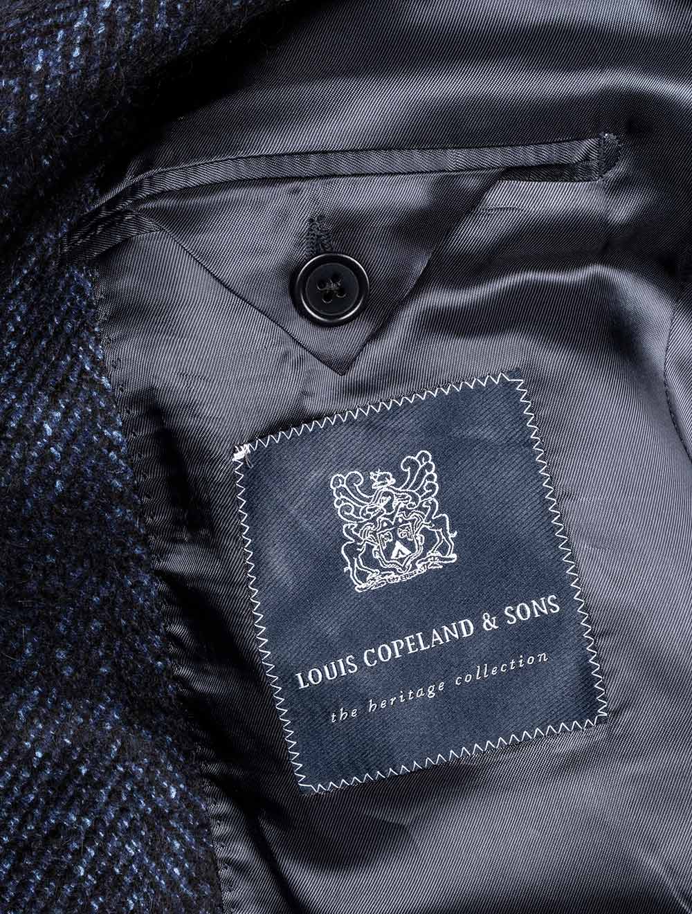 Louis Copeland Blue Herringbone Overcoat Blue AI2