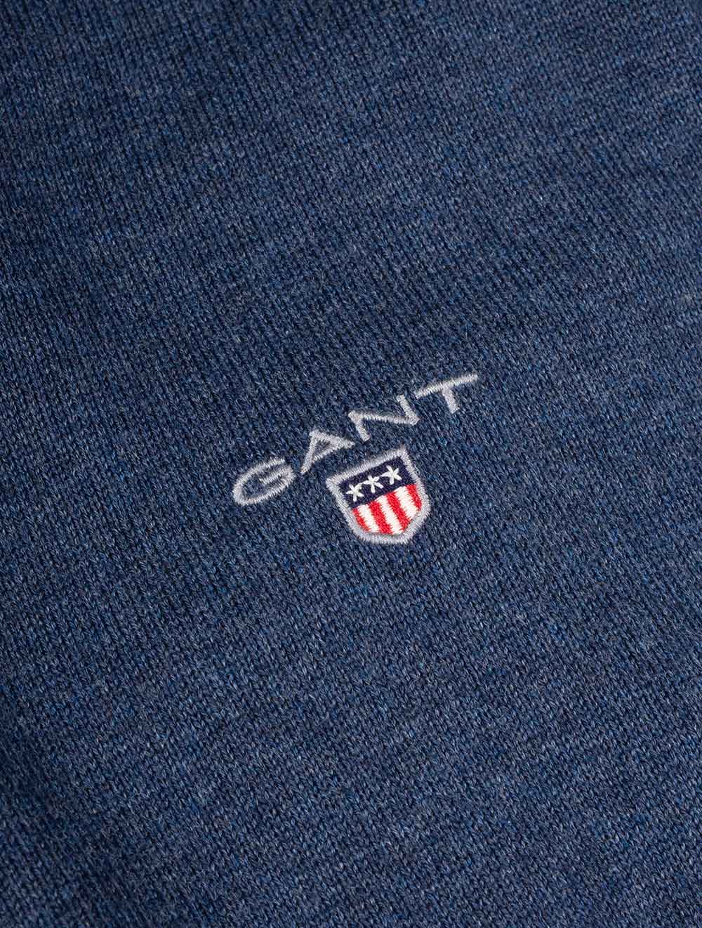 Gant Classic Cotton Zip Cardigan Dark Jeansblue Melange AI4