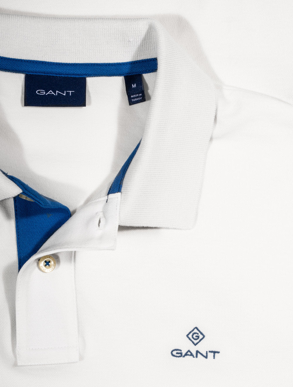 Gant Contrast Collar Piqué Polo Shirt Eggshell AI3