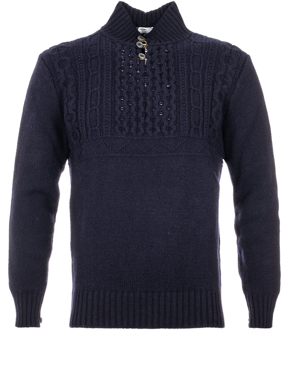 Inis Meain Button Up Knitted Sweater Navy MI