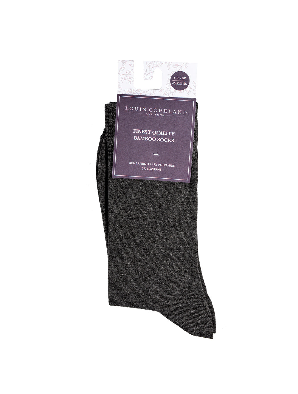 Louis Copeland Plain Grey Bamboo Socks