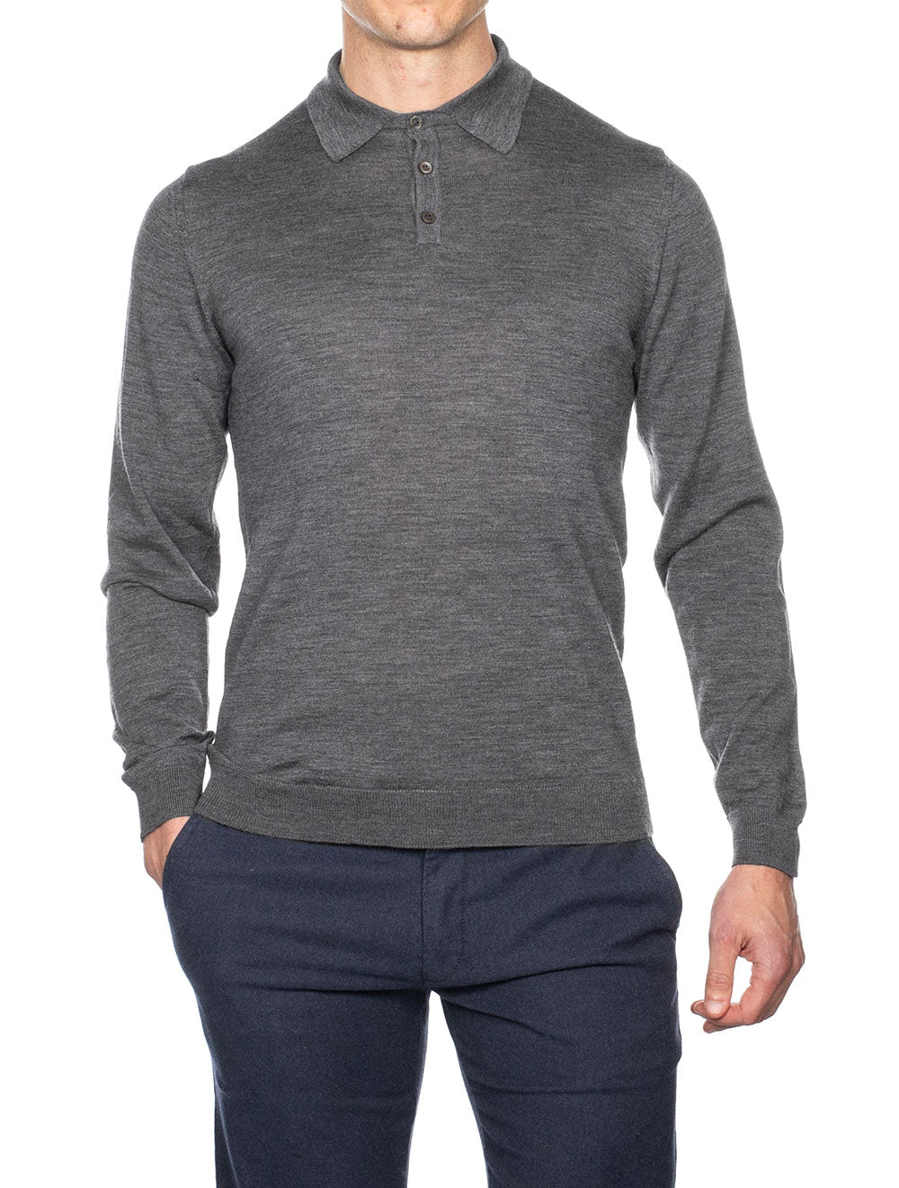 Louis Copeland Merino Wool Polo Grey MI