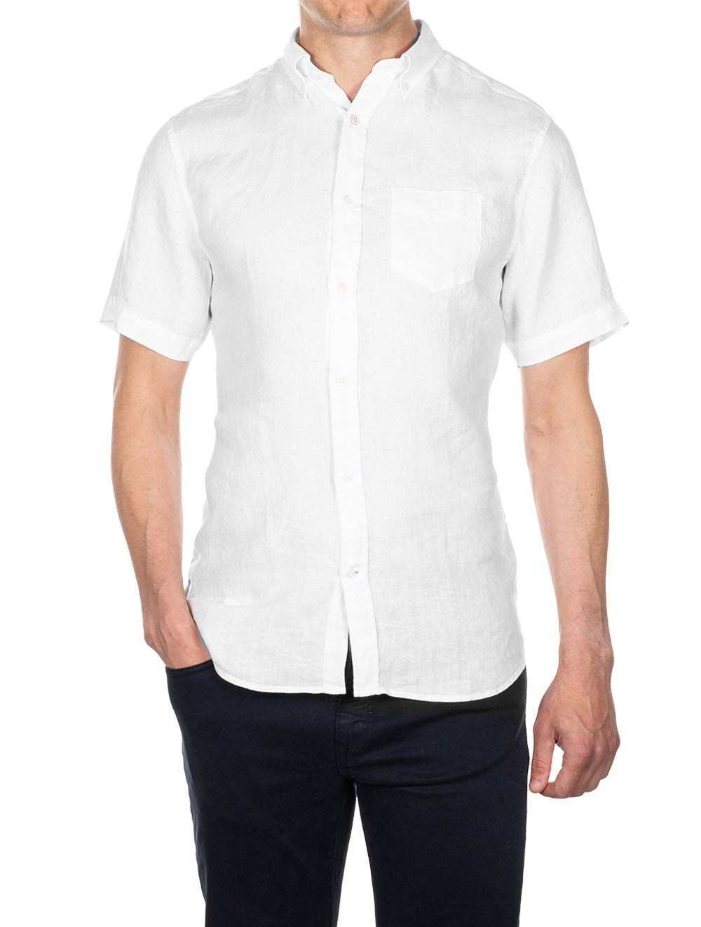 Gant Regular Linen Short Sleeve Shirt White AI1