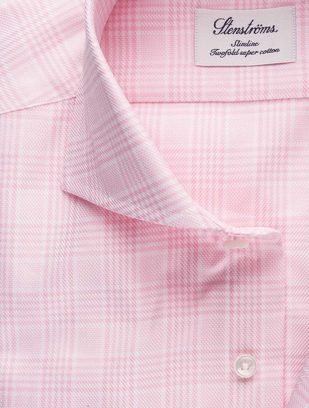 Stenstroms Pink Glen Check Slim Fit Shirt AI1