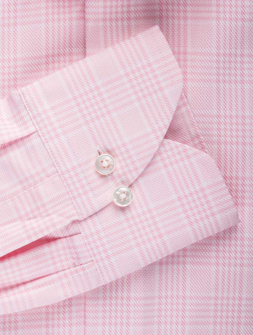 Stenstroms Pink Glen Check Slim Fit Shirt AI3