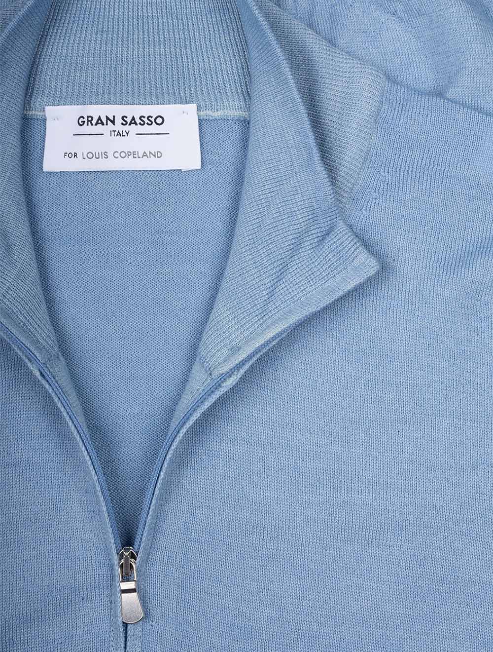 Gran Sasso Mock Neck Half Zip Knitwear Blue AI3