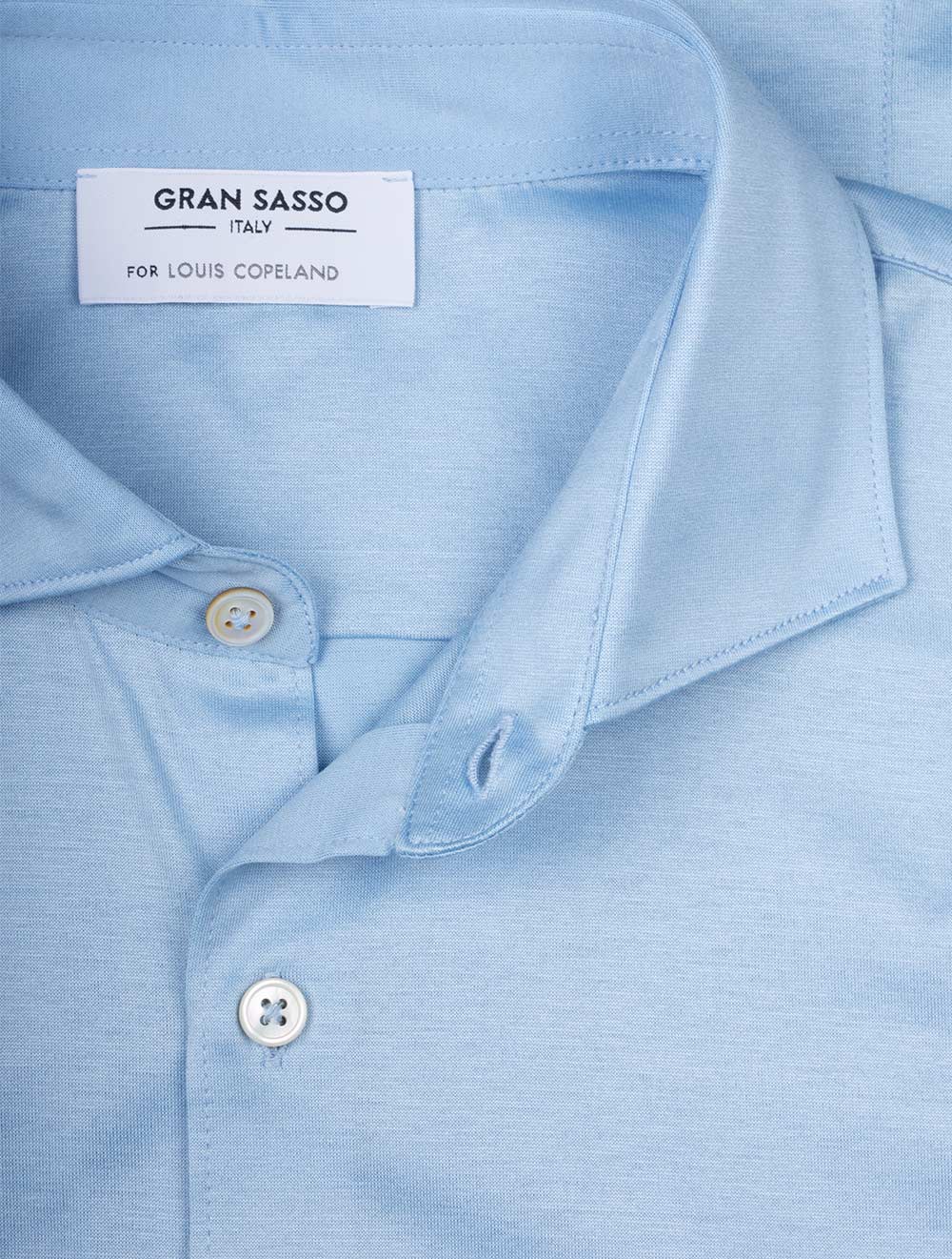 Gran Sasso Stretch Polo Jersey Shirt Blue AI1