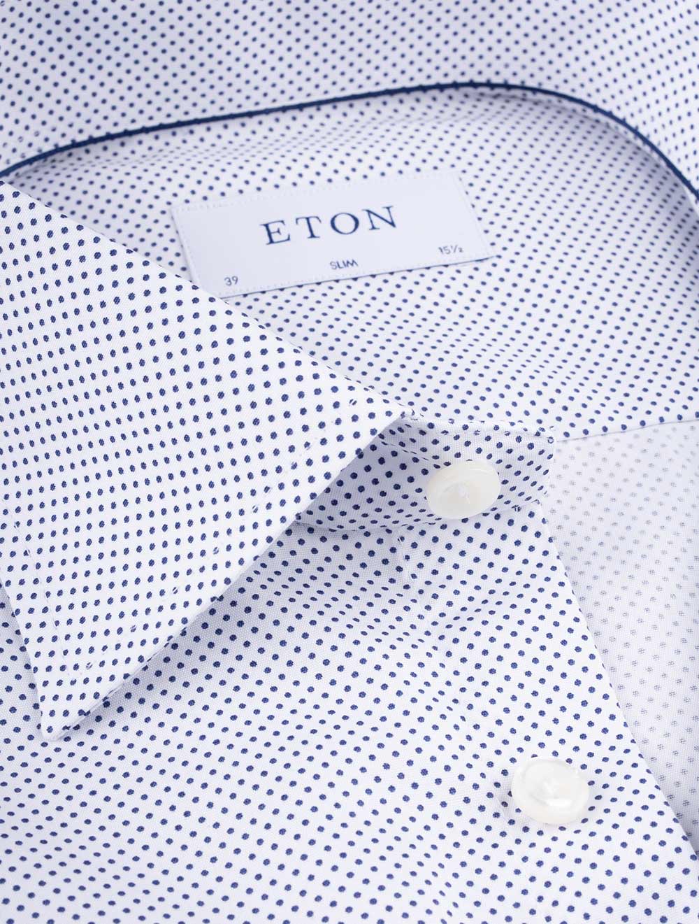 Eton Slim Polka Dot Shirt White AI1