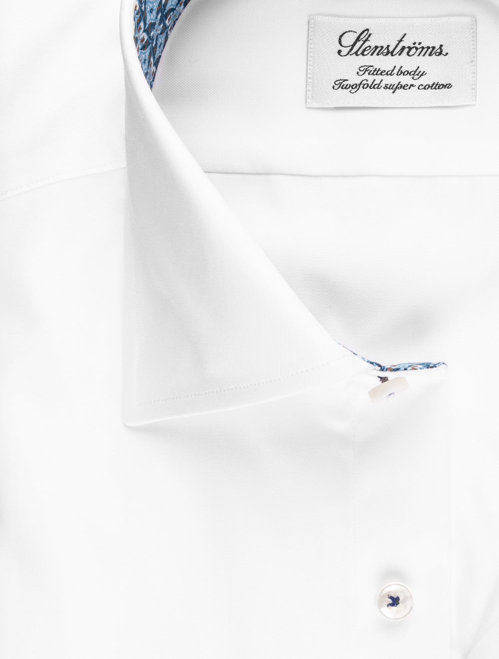 Stenstroms White Plain With Contrast Inlay Fitted Shirt AI1