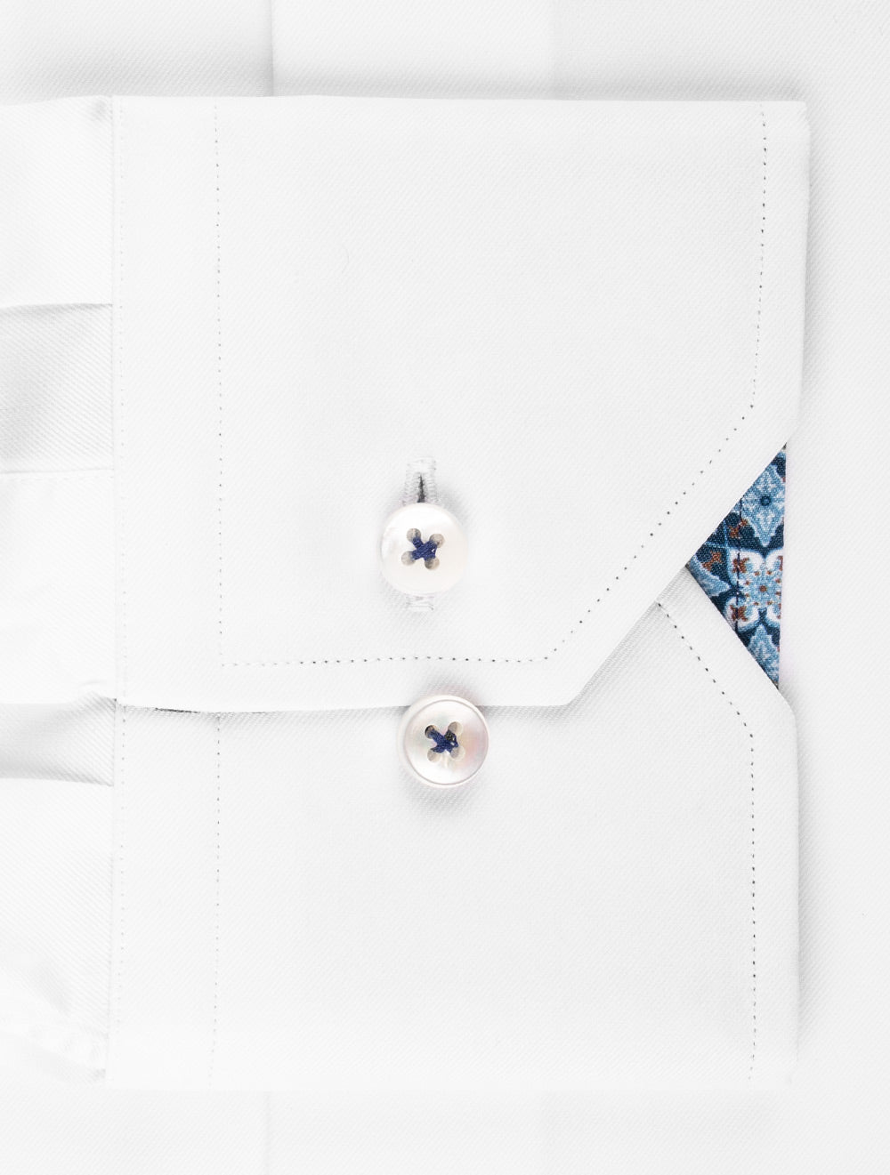 Stenstroms White Plain With Contrast Inlay Fitted Shirt AI3