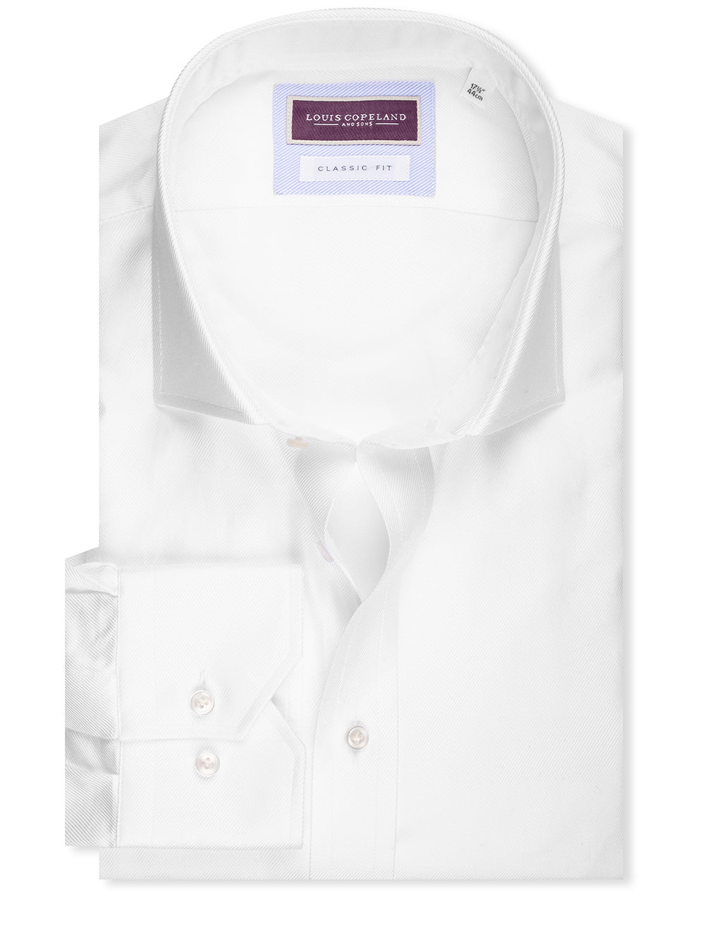 Louis Copeland Classic Fit Thomas Mason Twill Single Cuff Shirt White MI