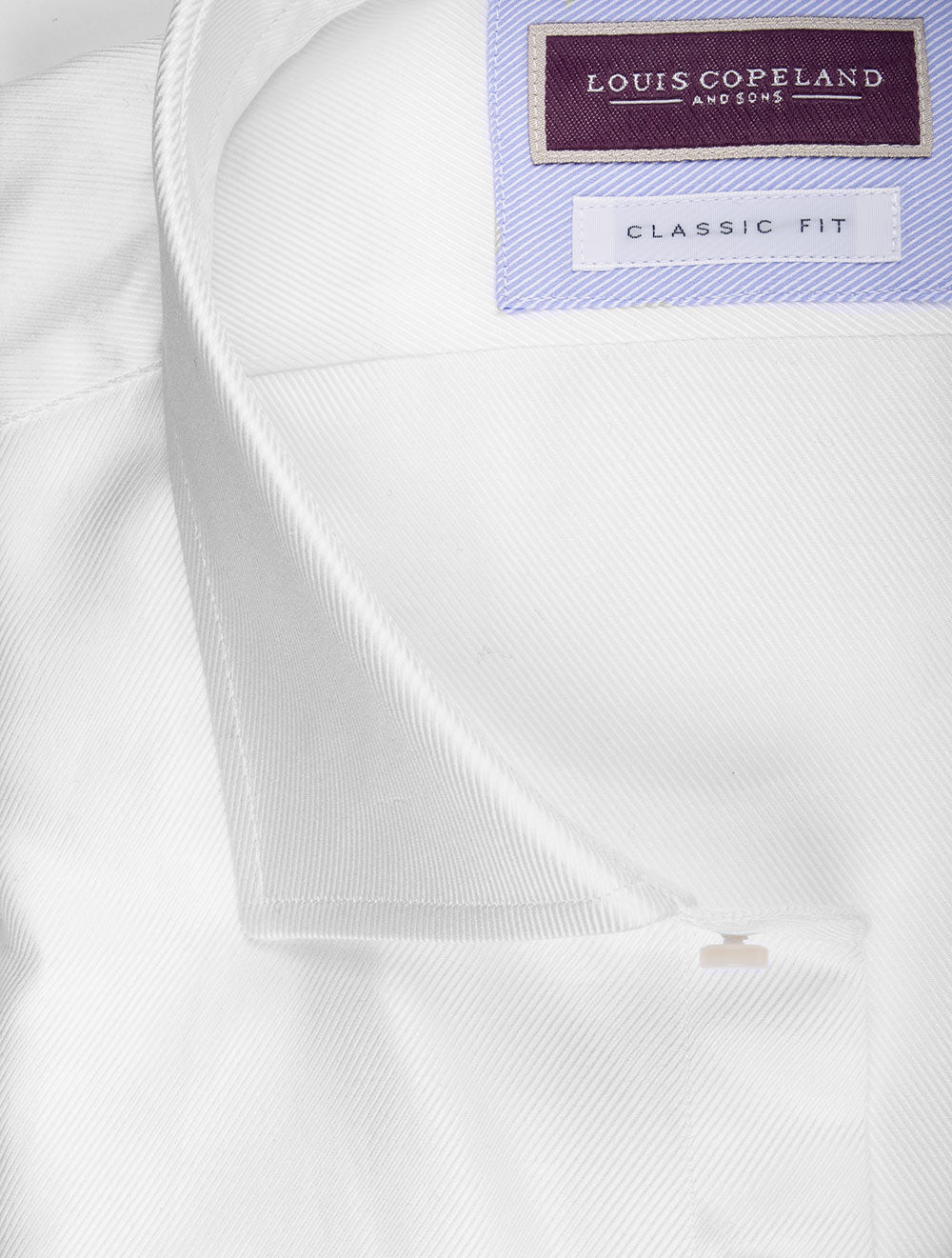 Louis Copeland Classic Fit Thomas Mason Twill Single Cuff Shirt White AI1