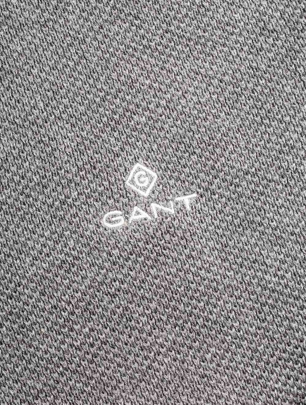 Gant Cotton Pique Half-Zip Dark Grey Melange AI4