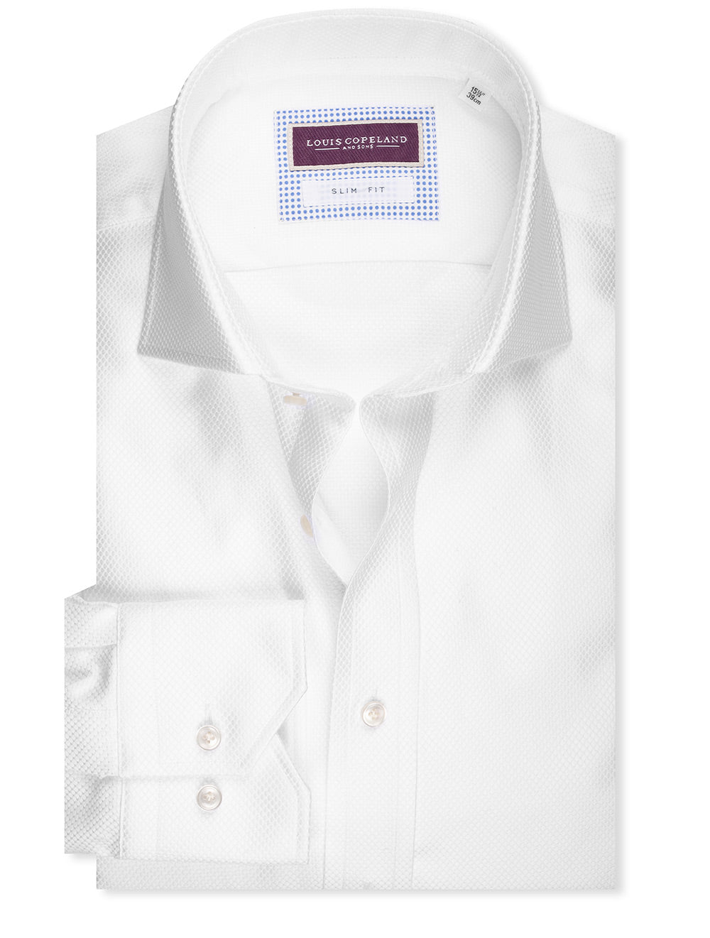 Louis Copeland Slim Fit Hex Pattern Single Cuff Shirt White MI