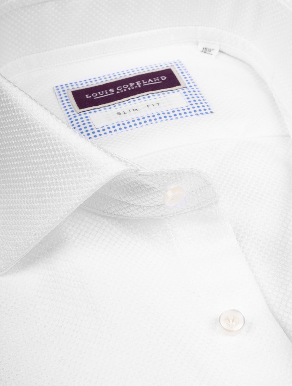 Louis Copeland Slim Fit Hex Pattern Single Cuff Shirt White AI2