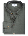 Eton Slim Fit Herringbone Flannel Shirt Green MI