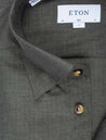 Eton Slim Fit Herringbone Flannel Shirt Green AI1